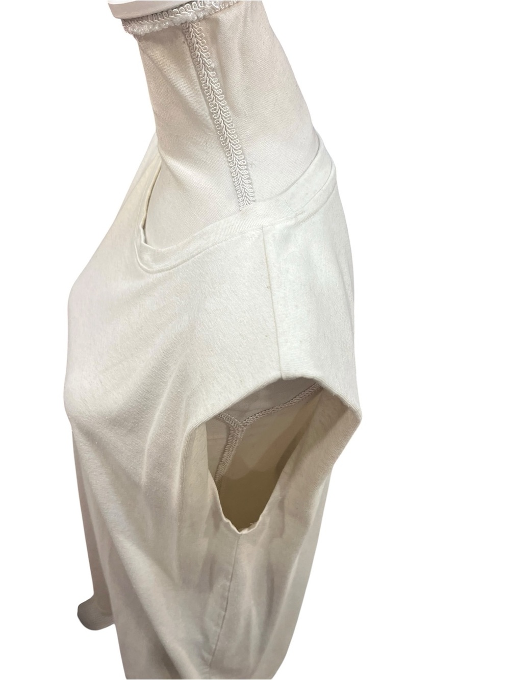 Banana Republic Linen Blend Padded Shoulder Midi T Shirt Dress Ivory M - Picture 7 of 9